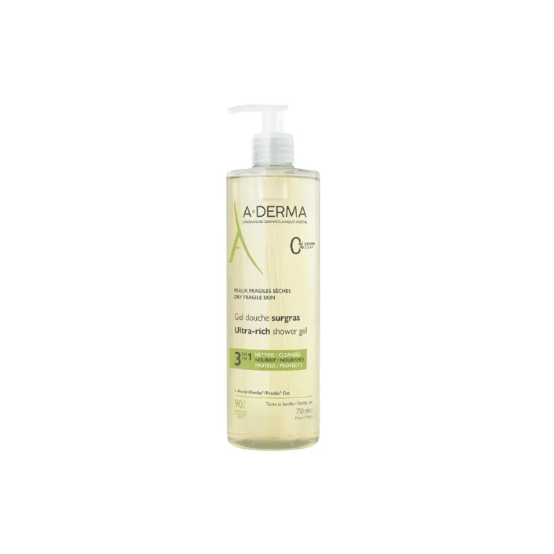 A-derma LES INDISPENSABLES - Gel Douche Surgras 3 En 1 - Visage Et Corps - Peaux Fragiles Sèches, 750ml 1 A-derma LES INDISPENSABLES - Gel Douche Surgras 3 En 1 - Visage Et Corps - Peaux Fragiles Sèches, 750ml
