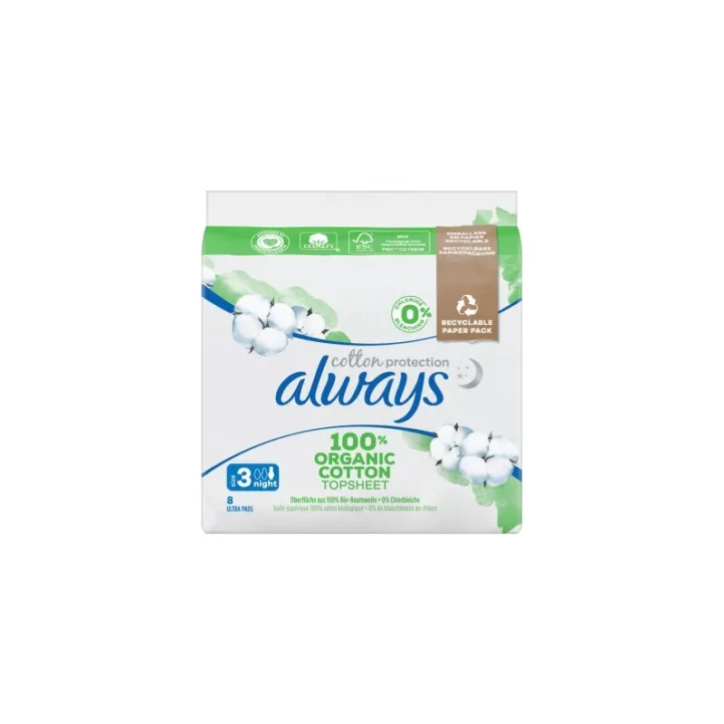 Always Cotton Protection 8 Serviettes Hygiéniques Taille 3 Night 1 Always Cotton Protection 8 Serviettes Hygiéniques Taille 3 Night