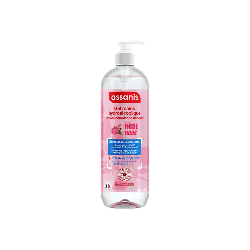 Assanis Gel Mains Hydroalcoolique Rose 980ml 1 Assanis Gel Mains Hydroalcoolique Rose 980ml