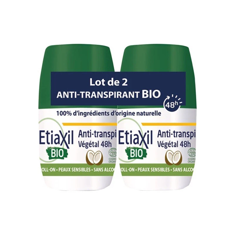 Etiaxil Bio Déodorant Anti-transpirant Végétal 48h Coco Lot De 2x50ml 1 Etiaxil Bio Déodorant Anti-transpirant Végétal 48h Coco Lot De 2x50ml