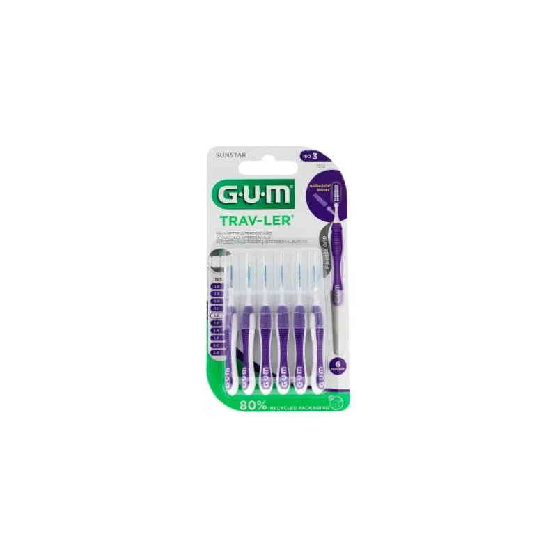 GUM Trav-Ler 6 Brossettes Interdentaires Réutilisables - Taille : 1,2 Mm 1 GUM Trav-Ler 6 Brossettes Interdentaires Réutilisables - Taille : 1,2 Mm