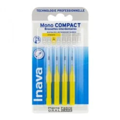 Inava Mono Compact Jaune 4 Brossettes Interdentaires 1mm