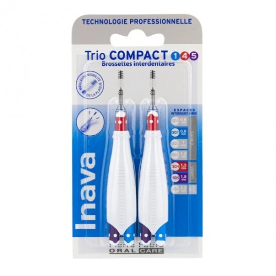 Inava Trio Compact 6 Brossettes Interdéntaires 1-4-5 1 Inava Trio Compact 6 Brossettes Interdéntaires 1-4-5