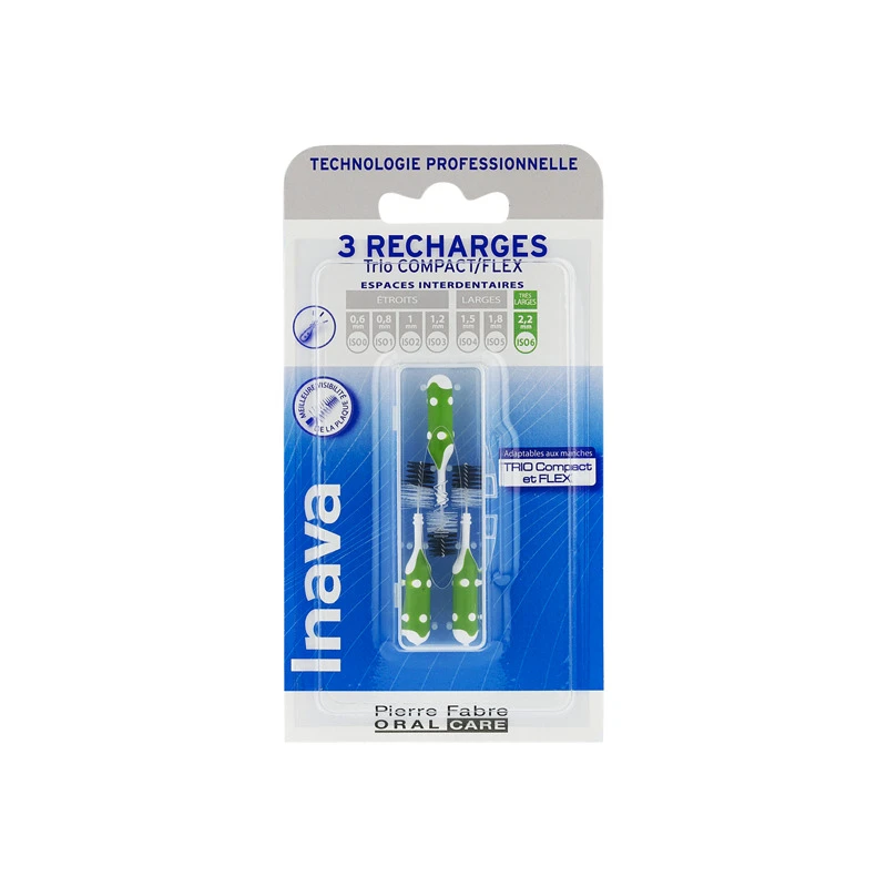 Inava Trio Compact Brossette Interdentaire Recharge Verte 1 Inava Trio Compact Brossette Interdentaire Recharge Verte