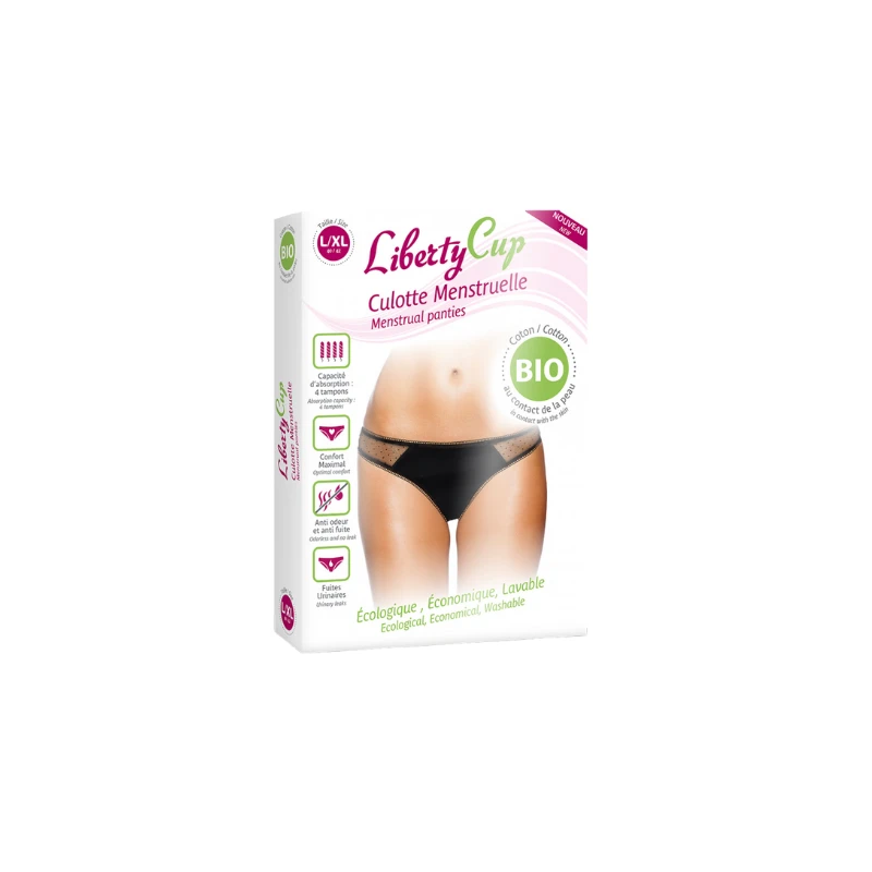 Liberty Cup Culotte Menstruelle Plumetis Noir Taille L/XL 1 Liberty Cup Culotte Menstruelle Plumetis Noir Taille L/XL