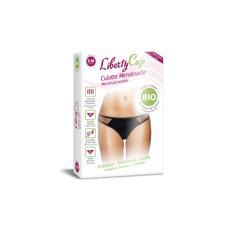 Liberty Cup Culotte Menstruelle Plumetis Noir Taille S/M 1 Liberty Cup Culotte Menstruelle Plumetis Noir Taille S/M