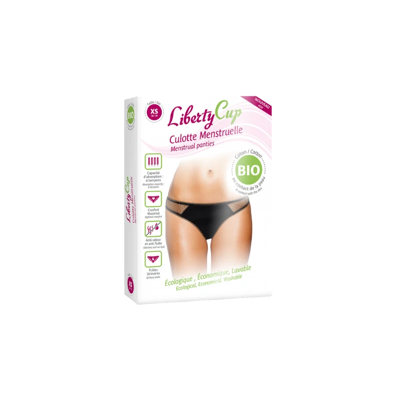 Liberty Cup Culotte Menstruelle Plumetis Noir Taille X/S 1 Liberty Cup Culotte Menstruelle Plumetis Noir Taille X/S