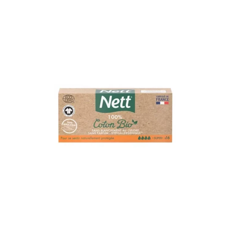 Nett 100% Coton Bio 16 Tampons Super 1 Nett 100% Coton Bio 16 Tampons Super