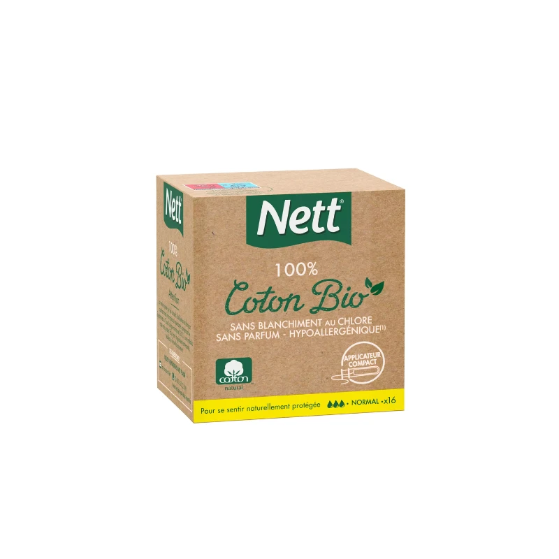 NETT Tampons écologiques 100% Coton Bio Avec Applicateur Normal 1 NETT Tampons écologiques 100% Coton Bio Avec Applicateur Normal