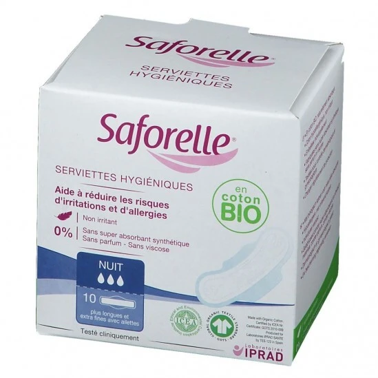 Saforelle Serviettes Hygiéniques Nuit Boîte De 10 1 Saforelle Serviettes Hygiéniques Nuit Boîte De 10