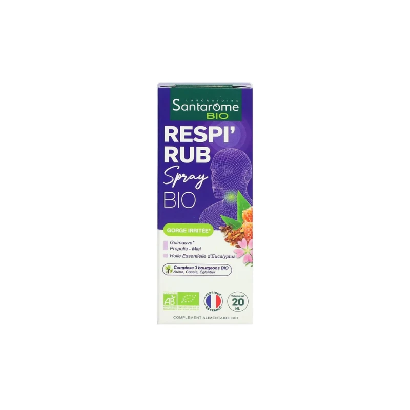 Santarome Bio Respi'Rub Spray Bio Gorge Irritée 1 Santarome Bio Respi'Rub Spray Bio Gorge Irritée