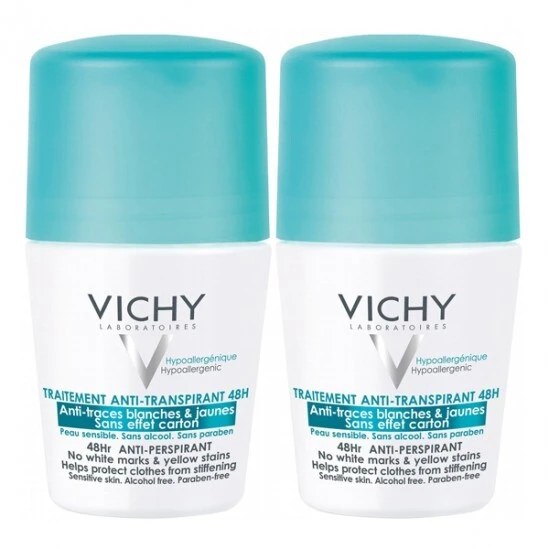 Vichy Déodorant Anti-transpirant 48H Anti-trace Bille 2x50ml 1 Vichy Déodorant Anti-transpirant 48H Anti-trace Bille 2x50ml