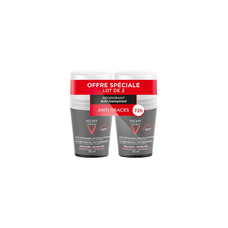 Vichy Déodorant Anti-Transpirant Efficace 72h Contrôle Transpiration Roll-on 2x50ml 1 Vichy Déodorant Anti-Transpirant Efficace 72h Contrôle Transpiration Roll-on 2x50ml