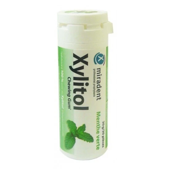 Miradent Xylitol Chewing-Gum Menthe Verte 30gr 1 Miradent Xylitol Chewing-Gum Menthe Verte 30gr